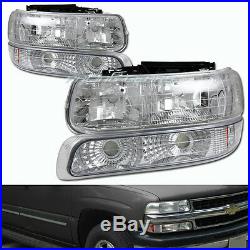 Chrome Housing Headlights+bumper Lamps Fit 00-06 Chevy Tahoe Suburban 1500 2500