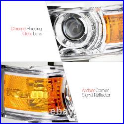 Chrome Housing Projector Headlight Amber Turn Signal for 14-15 Chevy Silverado