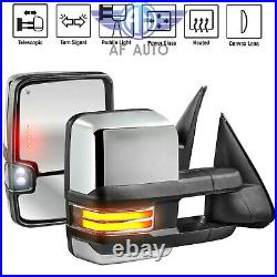 Chrome Power Heated Tow Mirrors Turn Signal For Chevy Silverado GMC Sierra 03-06