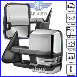 Chrome Power Heated Tow Mirrors Turn Signal For Chevy Silverado GMC Sierra 03-06