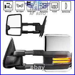 Chrome Power Heated Tow Mirrors Turn Signal For Chevy Silverado GMC Sierra 03-06