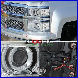 Chrome Projector Headlights Lamps LED DRL LH RH Assembly For 2014-2015 Silverado