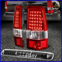 Chrome Red Led Tail+black 3rd Brake&cargo Light For 03-07 Silverado/gmc Sierra