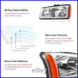 Clear Headlight Headlamps Euro Chrome Bumper Light 03 04 05 06 Silverado 5.3L V8