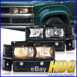 Clear Signal Blk Driving Head Light Lamp For 94-98 Chevy C10 C/K 1500 2500 3500