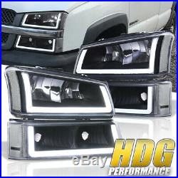 Clear Turn Signal Reflectors DRL Black Head Light Lamp For 03-07 Chevy Silverado