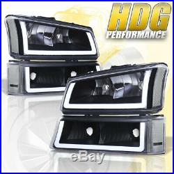 Clear Turn Signal Reflectors DRL Black Head Light Lamp For 03-07 Chevy Silverado