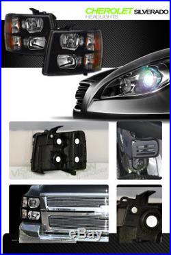 Euro Black Headlights Headlamps Parking Turn Signal Am NB 07-14 Chevy Silverado