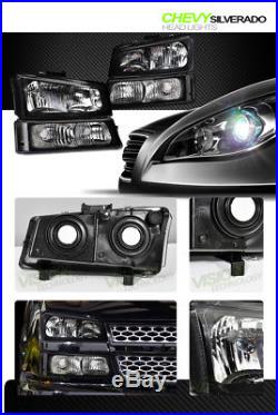 Euro Blk Headlights+Parking Bumper Turn Signal Lamps Nb 03-06 07 Chevy Silverado