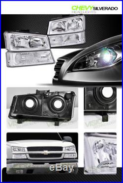 Euro Chrome Headlights WithParking Bumper Turn Signal Lamps Nb 03-06 07 Silverado