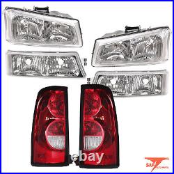 FOR 2003-2006 SILVERADO CHROME HOUSING CLEAR HEADLIGHTS With PARKING+ TAIL LIGHTS