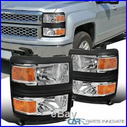 FOr Chevy 14-15 Silverado 1500 Pickup Clear Replacement Headlights Head Lamps