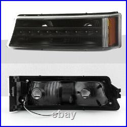 Fit 03-06 Chevy Silverado Avalanche Black Headlights+LED Bumper Turn Signal Lamp