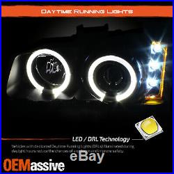 Fit 03-06 Silverado LED Halo Projector Headlights Bumper Lights + OE Fog Lamps