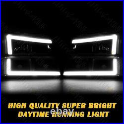 Fit 03-07 Chevy Silverado 1500 2500 3500 Hybrid Led Bar Black Headlights 4pcs