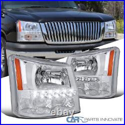 Fit 03-07 Chevy Silverado Avalanche Clear Bumper Headlights Lamps+SMD LED Lights