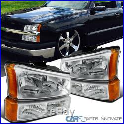 Fit 03-07 Chevy Silverado Avalanche Pickup Clear Headlights+Parking Bumper Lamps