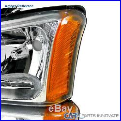 Fit 03-07 Chevy Silverado Avalanche Pickup Clear Headlights+Parking Bumper Lamps