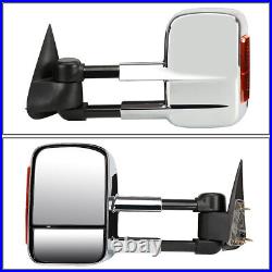 Fit 03-07 Silverado/Sierra Pair Chrome Manual LED Turn Signal Tow Towing Mirror
