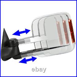 Fit 03-07 Silverado/Sierra Pair Chrome Manual LED Turn Signal Tow Towing Mirror