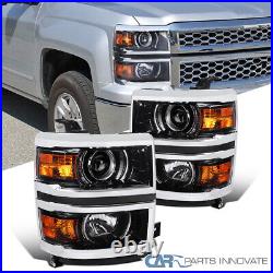 Fit 14-15 Chevy Silverado 1500 Pearl Black Projector Headlights with Corner Lamps