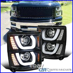 Fit 14-15 Chevy Silverado 1500 Pickup Black Halo Projector Headlights+LED Signal