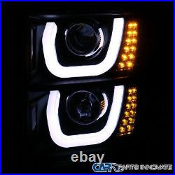 Fit 14-15 Chevy Silverado 1500 Pickup Black Halo Projector Headlights+LED Signal