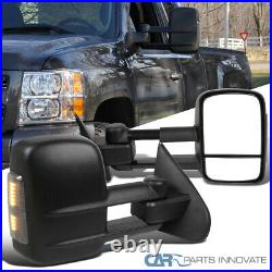 Fit 14-18 Chevy Silverado GMC Sierra Manual Extended View Tow Mirrors+LED Signal