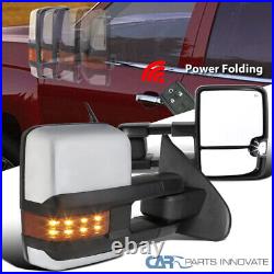 Fit 14-18 Silverado Power Folding Heated Clear Side Tow Mirrors+Amber LED Signal