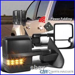 Fit 14-18 Silverado Sierra Power Folding Heated Side Tow Mirror+Smoke LED Signal