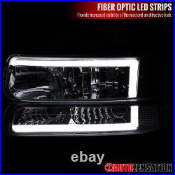 Fit 1999-2002 Silverado 00-06 Suburban Smoke LED Bar Headlights+Bumper Signal