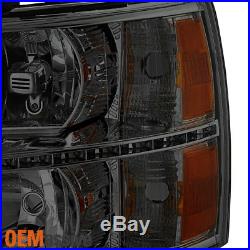 Fit 2007-2013 Chevy Silverado 1500 2007-2014 2500HD 3500HD Smoke LED Headlights