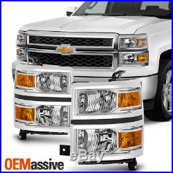 Fit 2014-2015 Chevy Silverado 1500 Headlights L+R Replacement 14 15 Lights
