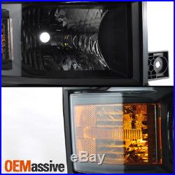 Fit 2014-2015 Chevy Silverado 1500 Pickup Black Projector Headlights Lamp L+R