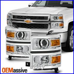 Fit 2014-2015 Chevy Silverado 1500 Pickup Clear Projector Headlights Lamp L+R
