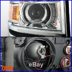 Fit 2014-2015 Chevy Silverado 1500 Pickup Clear Projector Headlights Lamp L+R