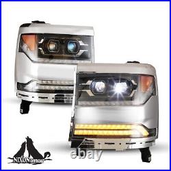 Fit 2016-2019 Chevy Silverado Dual Projector Full LED DRL Sequential Headlight