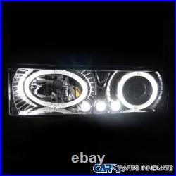 Fit 94-98 C10 Silverado Clear Projector Headlights+LED Bumper Lamps+Signal Lamps