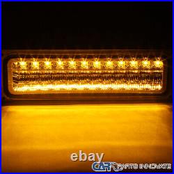 Fit 94-98 C10 Silverado Clear Projector Headlights+LED Bumper Lamps+Signal Lamps