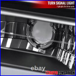 Fit 94-99 Chevy Silverado Tahoe LED Bar Black Headlights+Corner Bumper Signal