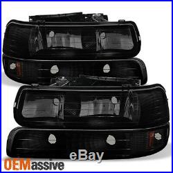 Fit 99-02 Chevy Silverado 00-06 Tahoe Suburban Black Smoked Headlights+Bumper