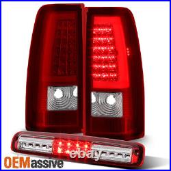 Fit 99-02 Chevy Silverado 99-06 GMC Sierra Red LED Tail Lights + 3rd Brake Light