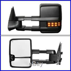 Fit 99-02 Silverado Sierra Pair Powered+Heated+LED Turn Signal Tow Towing Mirror