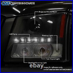 Fit Chevy 03-07 Silverado Avalanche Smoke LED DRL 2in1 Tint Projector Headlights