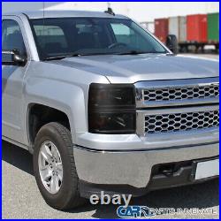 Fit Chevy 14-15 Silverado 1500 Smoke Headlights Tinted Head Lamps Left+Right L+H