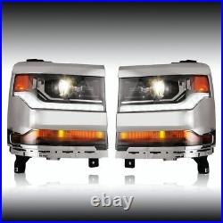 Fit For 2016-2018 Chevy Silverado 1500 HID/Xenon LED DRL Projector Headlight