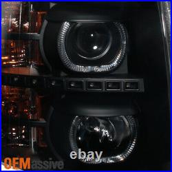 Fit GAZE 07-13 Silverado GEN VI Halo Projector LED Black Smoke Headlights