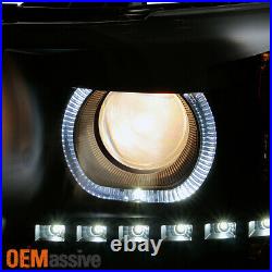 Fit GAZE 07-13 Silverado GEN VI Halo Projector LED Black Smoke Headlights