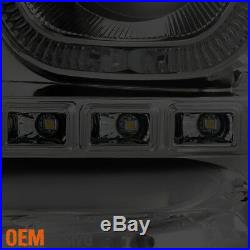 Fit GAZE 07-13 Silverado GEN VI Halo Projector SMD DRL LED Smoke Headlights