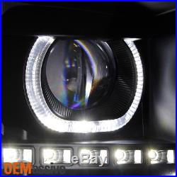 Fit GAZE 07-13 Silverado Halo Projector LED Black Headlights + 6K HID